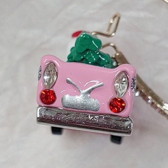 NWT Betsey Johnson Pink Santa Car Earrings Mix-Matched Rhinestones & Faux Pearl - Picture 11 of 17
